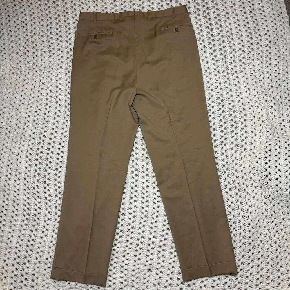 Ermenegildo Zegna Men's Wool Tan Brown Dress Pants Pleated Front Sz 36R‎ 36x32